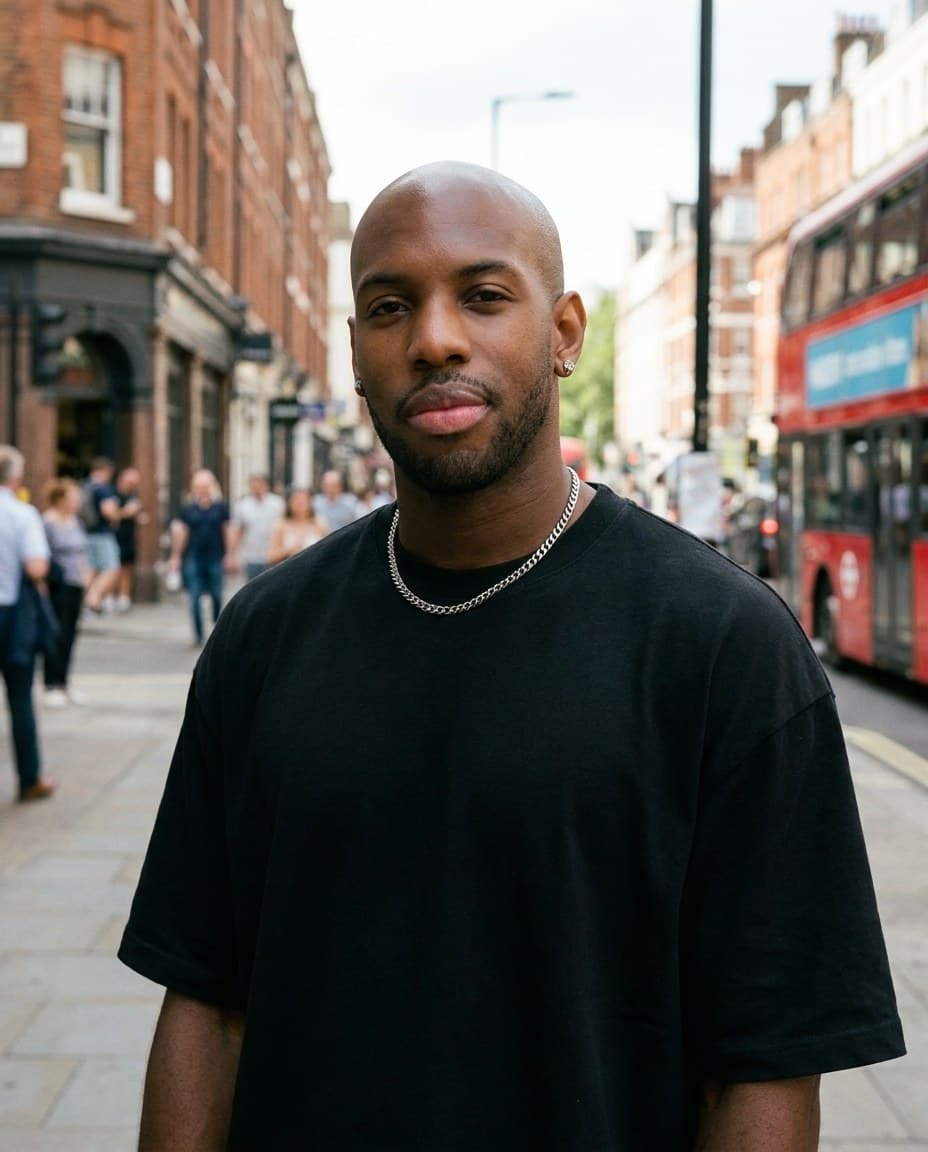 Dan Seven photographed on a London street